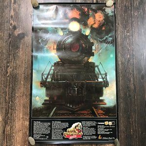 VTG MICHELOB Beer Poster 22" x 36" 1980s Train Railroad Olympic Pin Promotion
